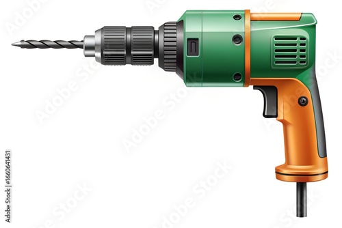 Hand Drill Vector Illustration on White Background