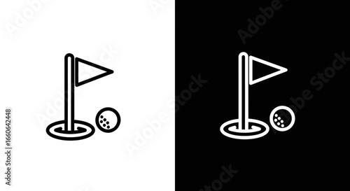 Golf course putting green and ball icon for sports content