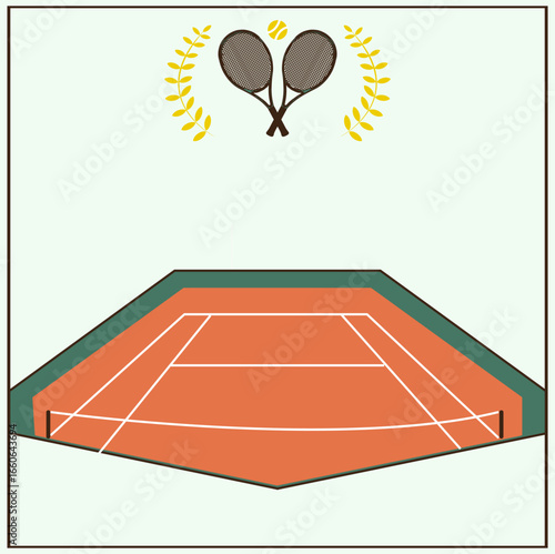 Template, sample, text field, tennis tournament, tennis, rackets, tennis ball, tennis court, laurel wreath