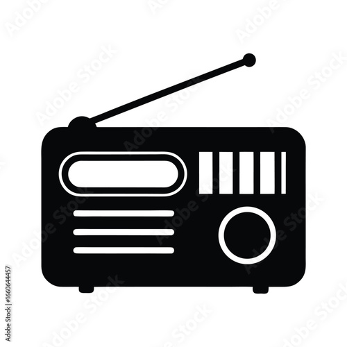 silhouette of a vintage radio isolated on white background
