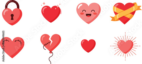 Vector art of collection of cute heart icons