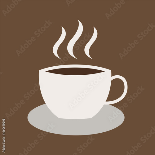 Coffee glass mug icon in withand chocolate color with steam for beverage, menu, and cafe art.