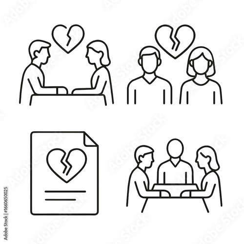 Couple in divorce meeting discussing terms and paperwork together  