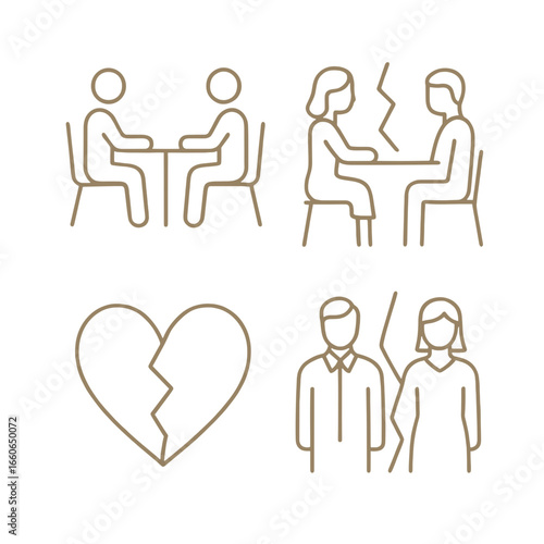 Couple in divorce meeting discussing relationship breakup with sadness  