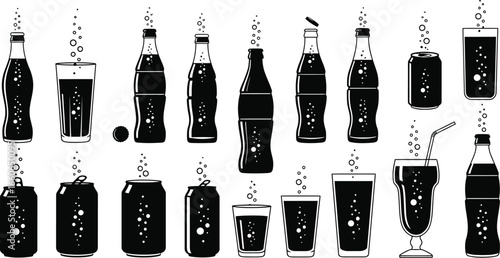 Black and White Classic Soda and Fizzy Drink Silhouettes