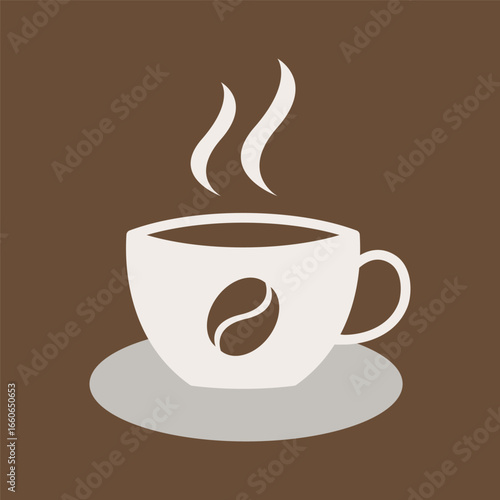 Coffee glass mug icon in withand chocolate color with steam for beverage, menu, and cafe art.