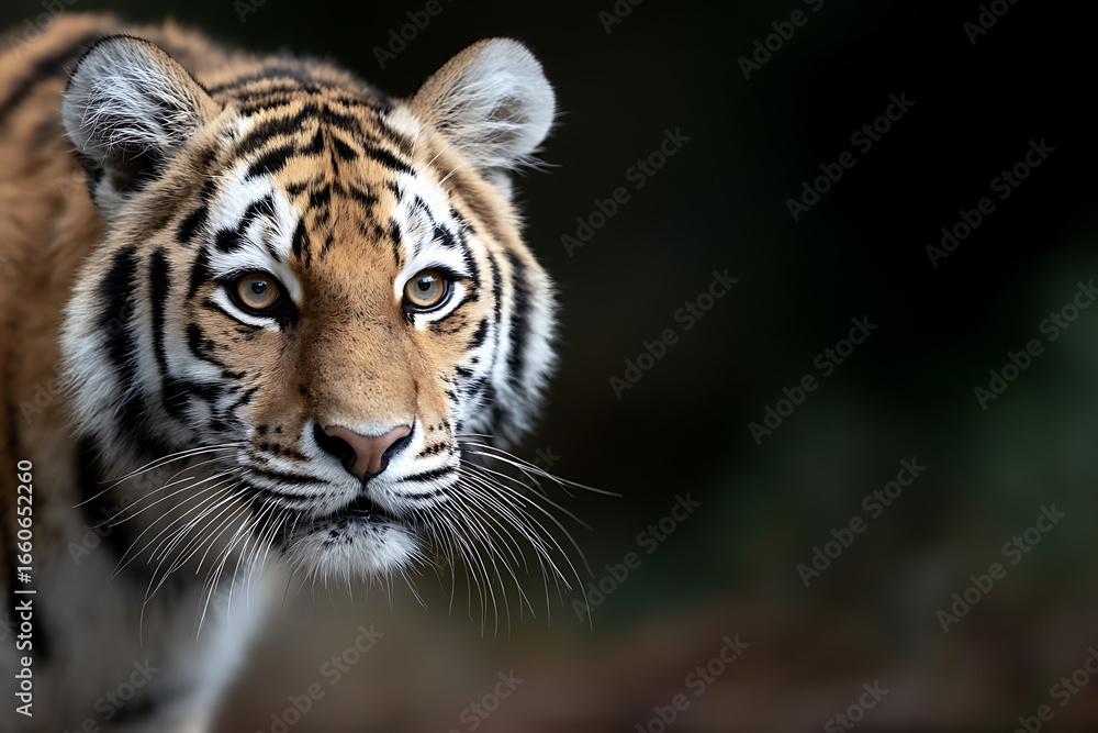 Fototapeta premium wildlife conservation, a endangered tiger in its natural habitat captured in a close-up portrait