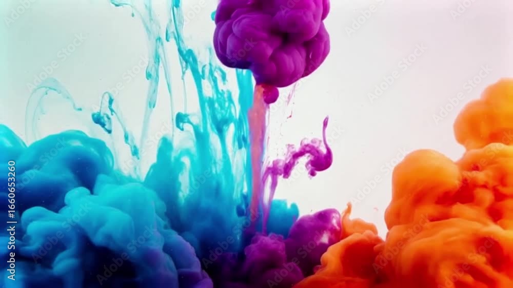 Lebendige Tintenwolken breiten sich in einem traumhaften Flüssigkeitstransfer aus.