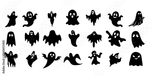 Obraz na plátně halloween ghost vector illustration featuring a set of unique silhouettes of ghost designs
