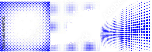 Conjunto de fondos abstractos de trama de semitonos con puntos y cuadrados

