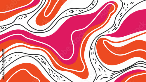 Abstract wavy pattern with orange and pink colors on white background  
