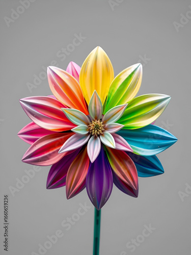 fleur chromatique en 3d avec les 3 couleurs primaires