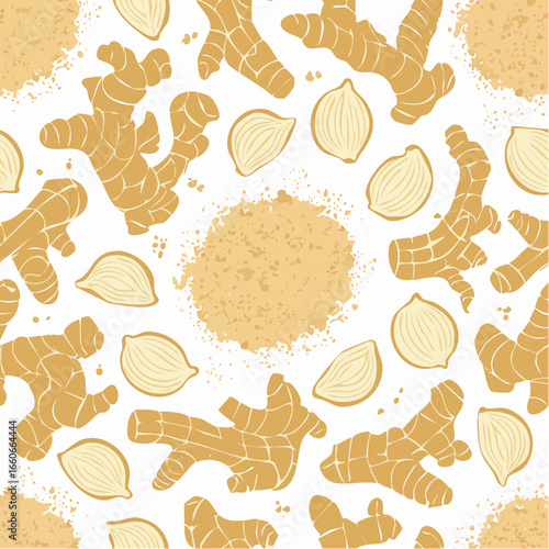 Ground Ginger and Root Seamless Pattern