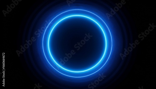 blue neon circle glowing on black background neon circle blue glowing vibrant electric abstract design light