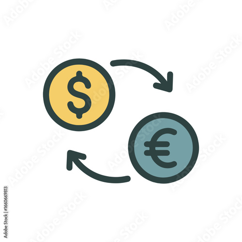currency exchange flat icon color vector on white background
Vector color flat icon on white background