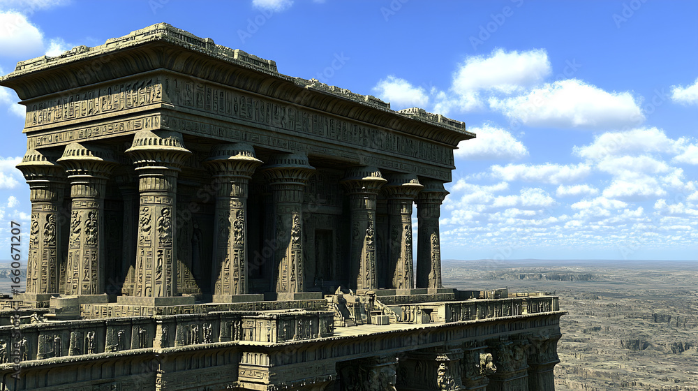 Fototapeta premium Ancient ruins of the Temple of Apollo, a Roman monument with towering columns, stand against the sky in the Roman Forum, a historic landmark in Rome, Italy