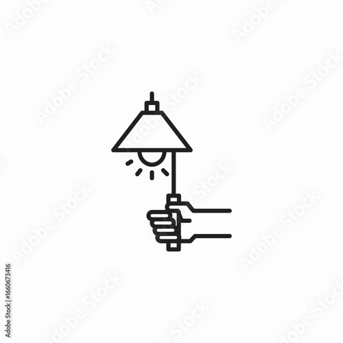 hand holding lamp icon sign vector