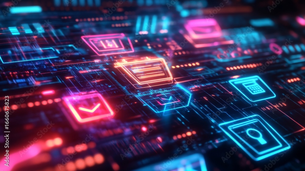 Fototapeta premium Omnichannel retail concept depicted through 3d digital shopping icons illustration