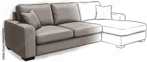 Sketching Comfort A Modern Sectional Sofa