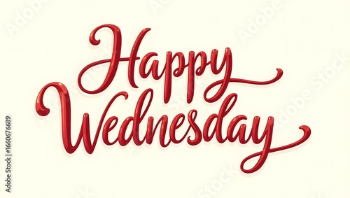 Happy Wednesday red script lettering design