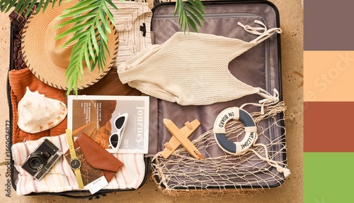Open suitcase with clothes ...