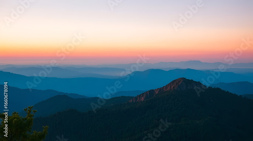 blue ridge mountains in crimea on sunset background