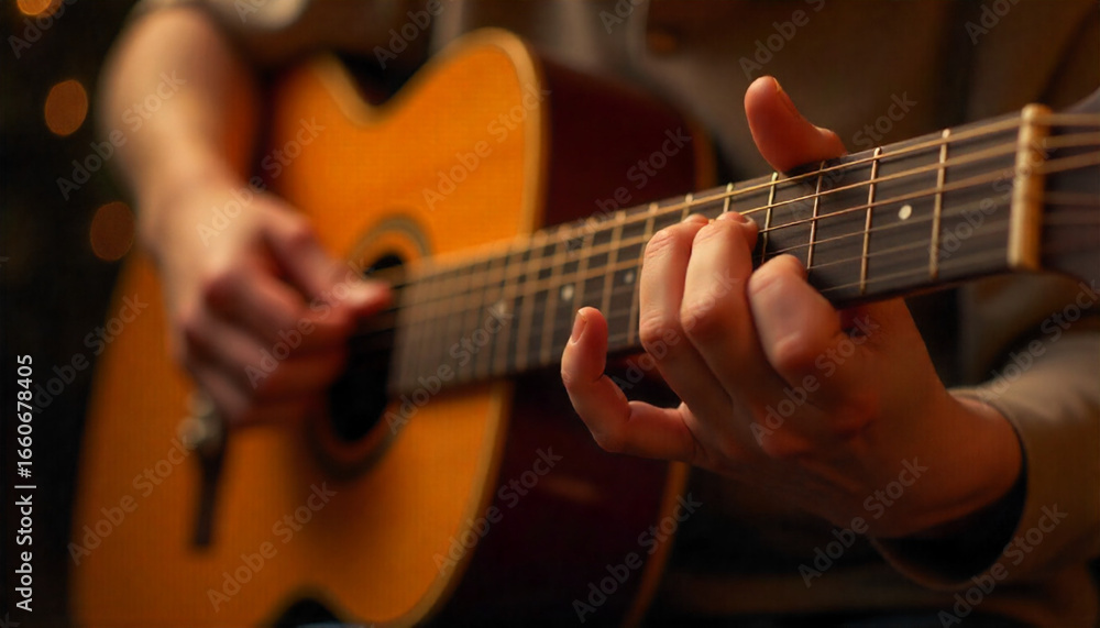 Fototapeta premium male singer and female singer in sexy dress, hat, guitar on stage and on horse
