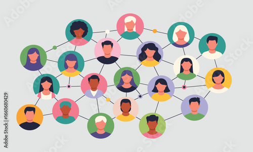 Connected community diverse people network social connection global team collaboration communication technology