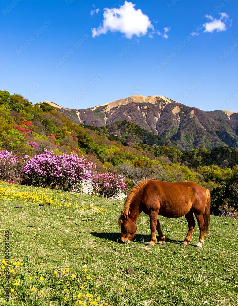 Naklejka premium Horse in a mountain meadow (1)