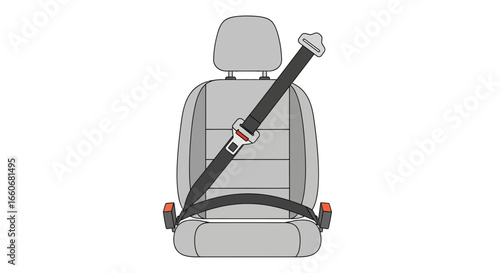 Car Seat Illustration with Seatbelt for Passenger safety promotion concept