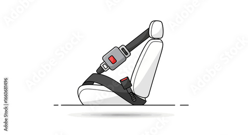 Car seat safety illustration with visible seatbelt feature presented
