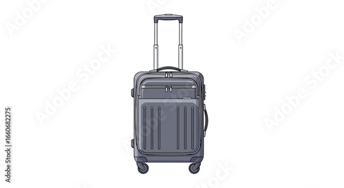 Illustration of a modern rolling suitcase for travel purposes on a white background