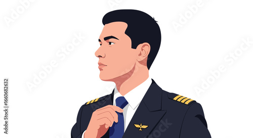Professional Pilot Portrait in Crisp Vector Style and Confident Demeanor