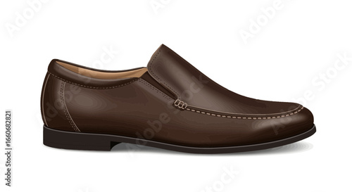 Sophisticated brown leather men's loafer isolated on white background