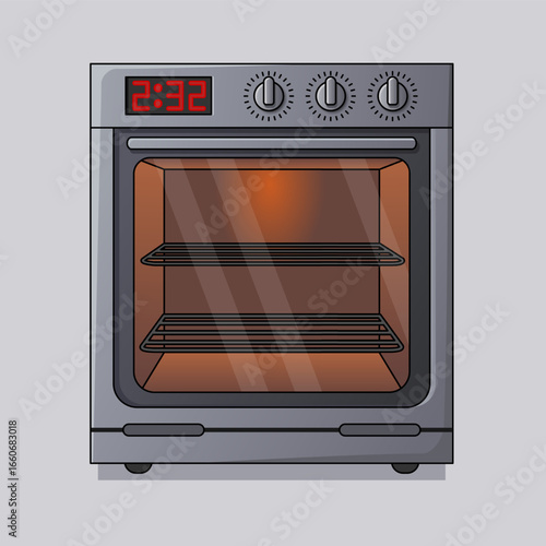 Simple Line Drawing Home Electric Oven Appliance with Temperature Controls