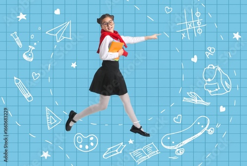 Jumping little Asian girl a...