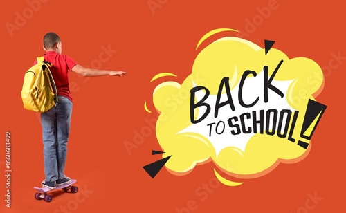 Little boy with backpack an...