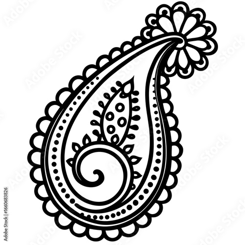 Golden Paisley Motif Vector on White