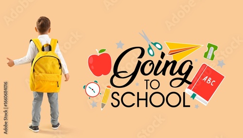 Little boy with backpack sh...