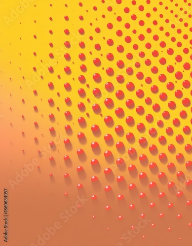 Wallpaper Mural Abstract halftone pattern of red spheres graduating in size and density on a yellow-to-orange gradient background Torontodigital.ca