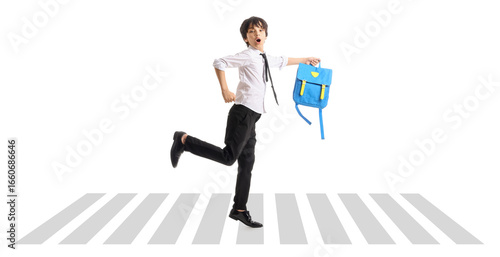 Running little schoolboy on...