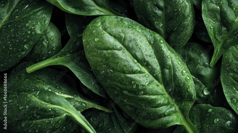Obraz premium Fresh spinach leaves closeup