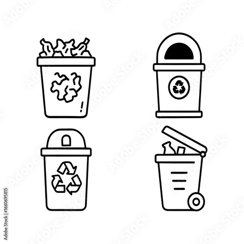 Recycling Bins and Trash Cans Collection for Waste Management vector eps