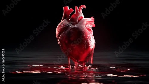 Bloody heart in water