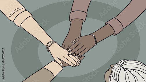 Diverse Hands United in Collaboration and Teamwork Illustration.
