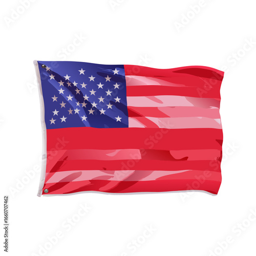 Waving First National Confederate Stars and Bars Flag.