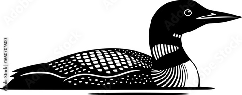 loon line art silhouette vector illustration