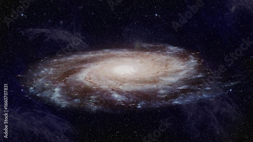 Spinning spiral galaxy spinning on a starry background 