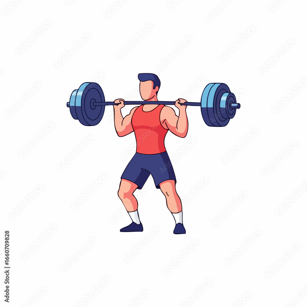 Obraz premium Man Performing Overhead Barbell Press