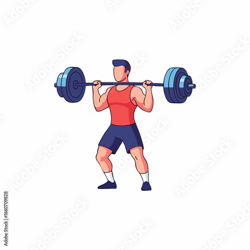 Man Performing Overhead Barbell Press